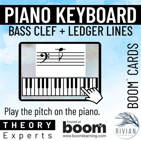 Bass clef ledger lines on the piano for theory experts music boom cards ...