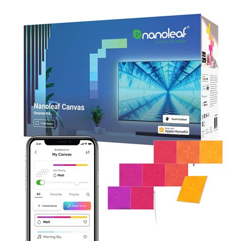 Nanoleaf Canvas Smarter Kit, RGB LED Square Wall Light Panels, 9 Panels ...