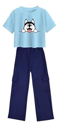 Buy LOVO Girls Solid Loose Fit Cargo Style Pants with Printed Oversized ...
