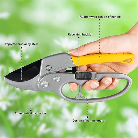 Premium Garden Clippers, German Pruners, Ratcheting Work 3 Times Easier ...
