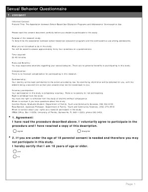 University of Florida Sexual Behavior Questionnaire - Fill and Sign ...
