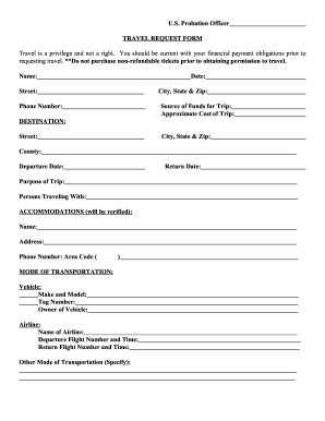 Travel Request Form - Blank Fillable Template | Fill Out, Print ...