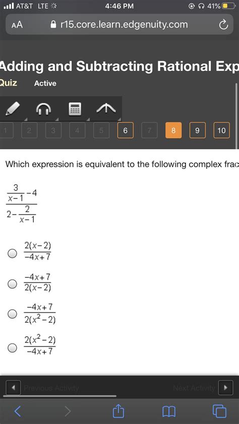 [FREE] Which expression is equivalent to the following complex fraction ...