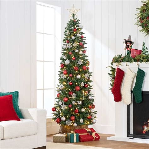Best Choice Products 7.5ft Prelit Pencil Christmas Tree Spruce Style ...