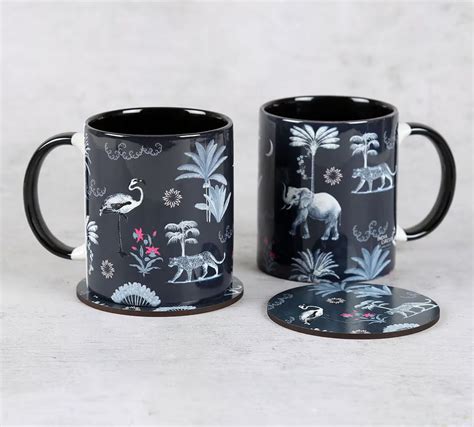 India Circus – Animalia Creations Ceramic Mugs & Coasters Combo Set of ...