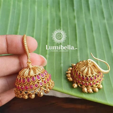 Buy Matte Gold Hook Jhumkas Online at Best Price India – LumibellaFashion