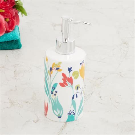 Buy Medley BR Florence White Printed Round Ceramic Soap Dispenser from ...