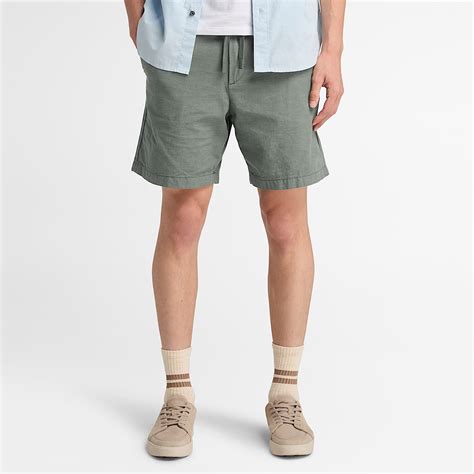 Cotton Linen Shorts for Men in Light Green