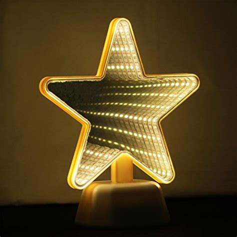 Buy Chronos Battery Operated Infinity Star Mirror LED Lamp (Warm White ...