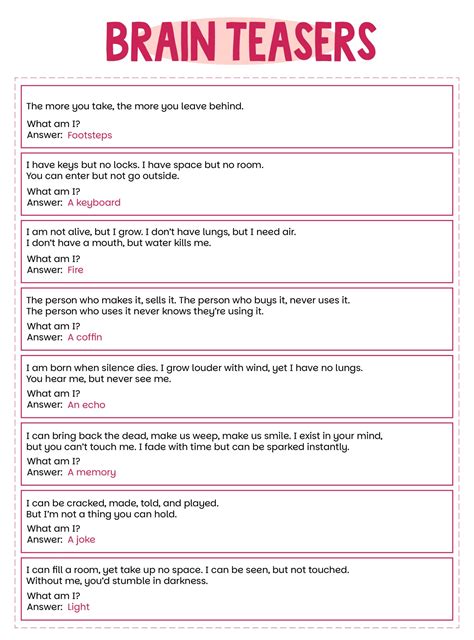 Brain Teaser Puzzles Printable