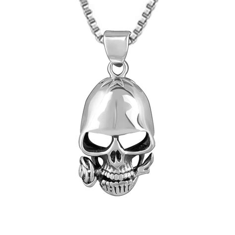 GIVA 925 Oxidised Silver Classic Skull Pendant With Link Chain ...