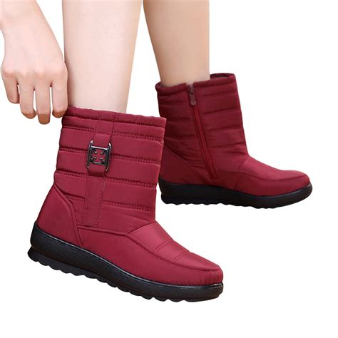 Women Snow Boots Winter Shoes with Fur Lined Warm Slip On Boots for ...
