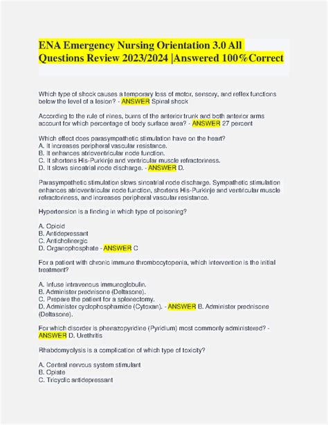 Ena emergency nursing orientation 3 - Which type of shock causes a ...