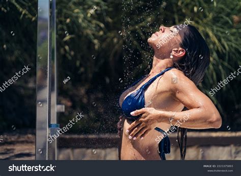 Young Beautiful Sexy Woman Taking Shower Stock Photo 2223375893 ...