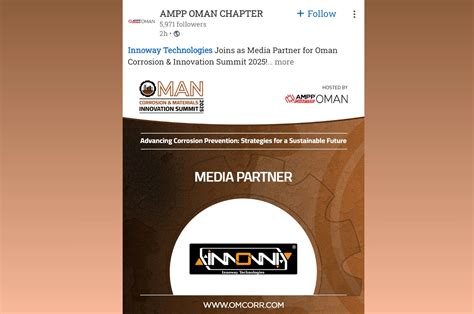 Innoway Technologies Named Media Partner by AMPP Oman Chapter