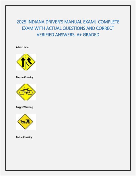 2025 INDIANA DRIVER'S MANUAL EXAM| COMPLETE EXAM WITH ACTUAL QUESTIONS ...