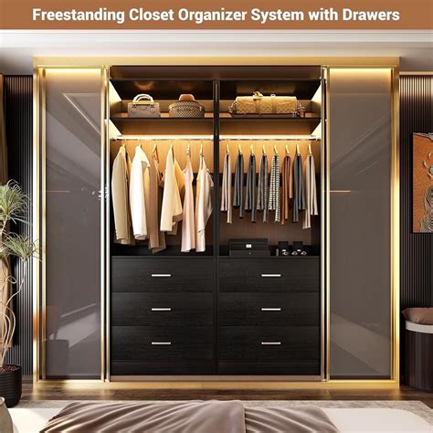 Homieasy Freestanding Closet Organizer, 2FT System with 3 Wood Drawers ...