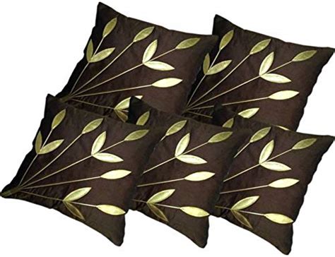 Buy ARF Floral Leafes Polyester Cushion Covers Pack of 5 (30x30 Cms Or ...
