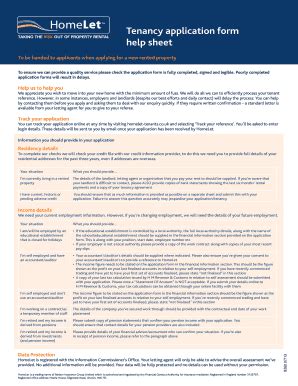 Fillable Online Tenancy application form help sheet - Carters Fax Email ...