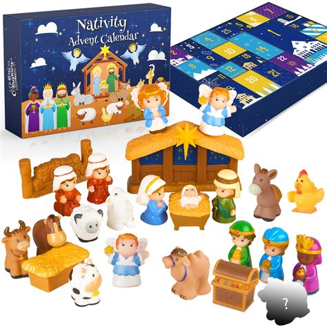 Nativity Advent Calendar 2024 Kids, Christmas Story Nativity Playset ...