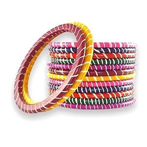 Buy Rajasthani Lac Bangles Set, Multi-Colour Traditional Jaipuri ...