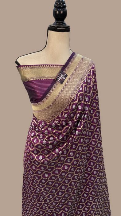 Pure Katan Silk Banarasi Handloom Saree - All over Sona Roopa Jaal wor ...