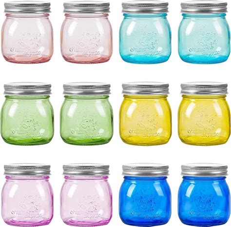 Premium Colored Mason Jars 8 oz with Metal Lids | Regular Mouth Canning ...