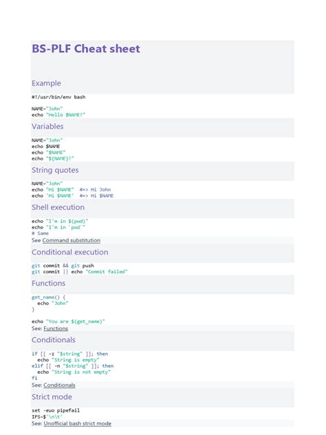 Image result for Cheat Sheet for Shell Script