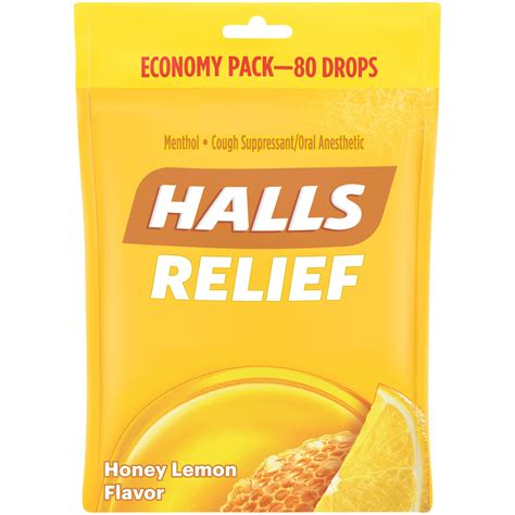 Buy Halls Menthol Cough Suppressant Oral Anesthetic Drops, Honey-Lemon ...