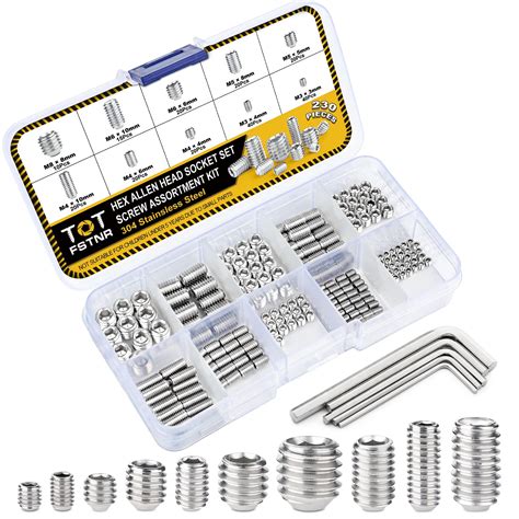 TOTFSTNR 230Pcs Stainless Steel Socket Set Screws Assortment India | Ubuy