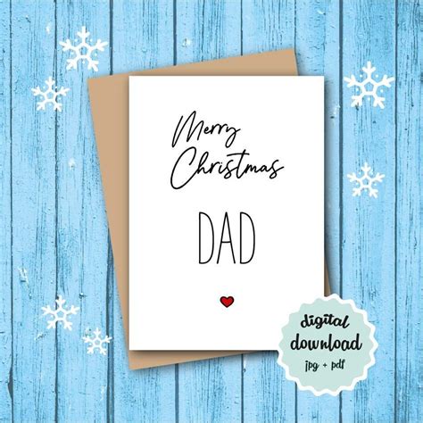 Christmas Card Dad PRINTABLE Merry Christmas Dad Cute - Etsy