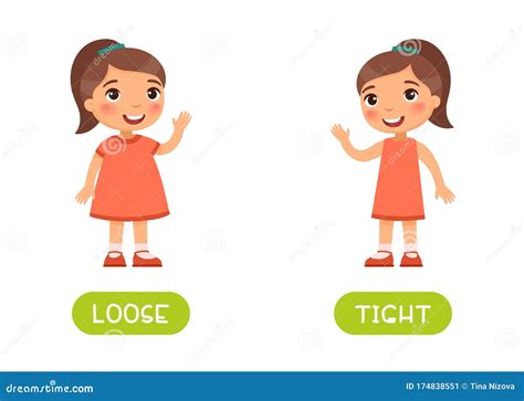 Apretado Y Suelto Antónimos Flashcard Vector Plantilla. Ilustración del ...