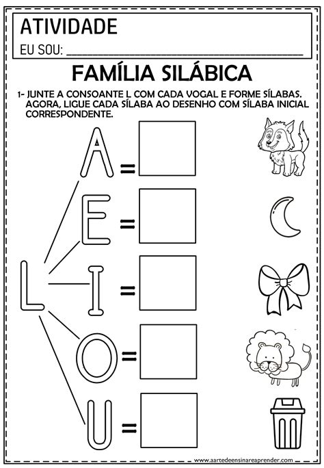 ATIVIDADE PRONTA - FAMÍLIA SILÁBICA L - A Arte de Ensinar e Aprender