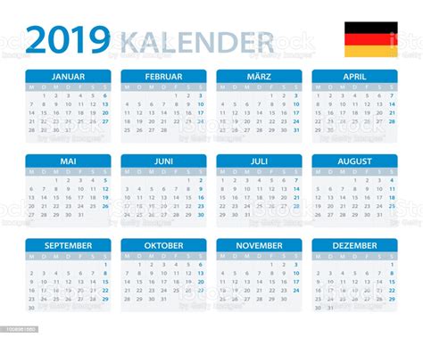 Kalender2019 Deutsche Version Stock Vektor Art und mehr Bilder von 2019 ...