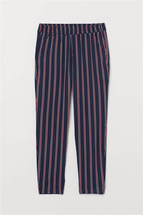 - Pull-on trousers - Dark blue/Red striped - Ladies | H&M IN