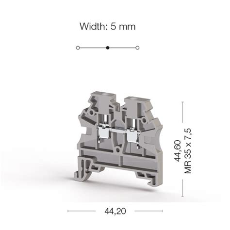 Клема Klemsan AVK 2,5 RD прохідна 2.5 мм сіра
