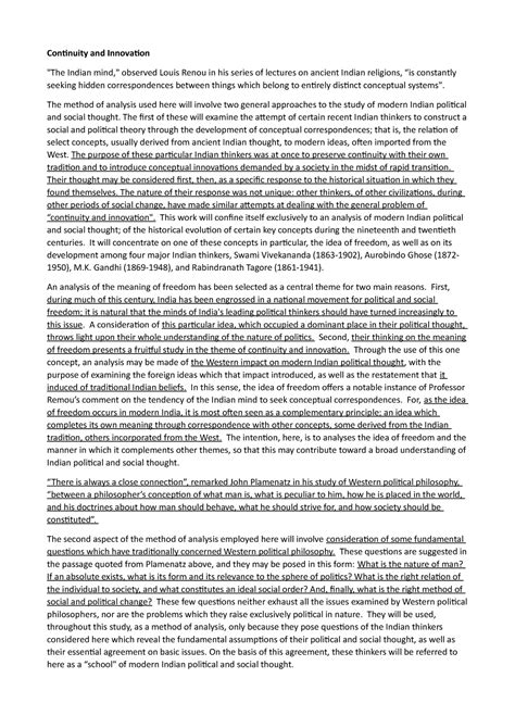 Conceptualizing Indian political thought - Continuity and Innovation ...