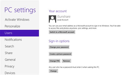 Image result for Windows 8 Pro Change Password