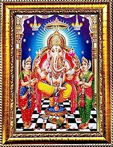 Aashirwad Picture RIDHI Sidhi Ganesh ji frame Sharp Goldan Frame Size ...