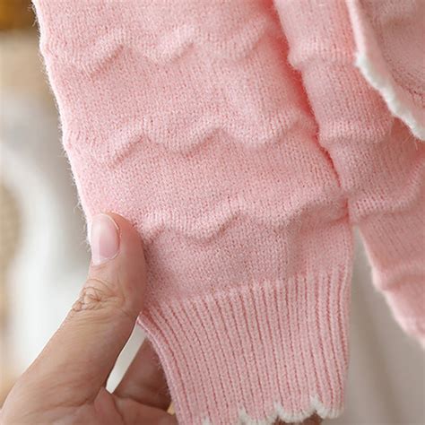 Pink Ruffled Cardigan with Big White Bow Winter Warmer Sweater for ...