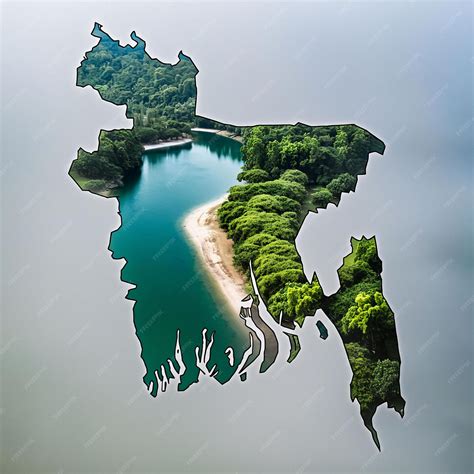 Bangladesh Map Highlighting Forests and Rivers | Premium AI-generated image