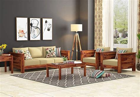 PRIYANSHU WOOD CRAFT Sheesham Wood 5 Seater Sofa Set for Living Room 3 ...