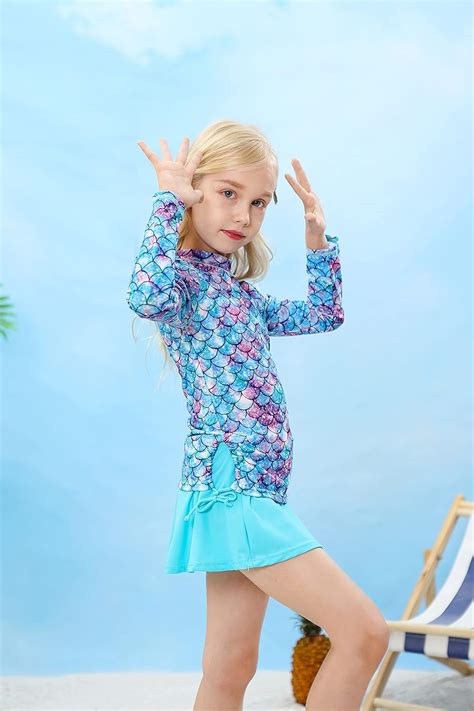 Buy swimsobo Girls Swimsuits Rashguard 2-Pieces Long Sleeve Bathing ...