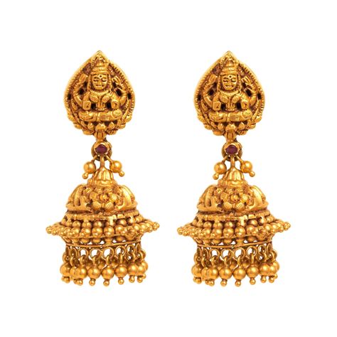 Buy Traditional Goddess Laxmi Gold Jhumkas | Zaveri Bros