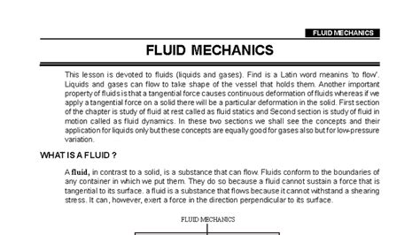 Fluid Mechanics Lesson: Understanding Fluid Statics & Dynamics - Studocu