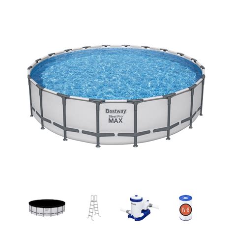 Bestway 20-ft x 20-ft x 52-in Steel Wall Panels Round Above-Ground Pool ...