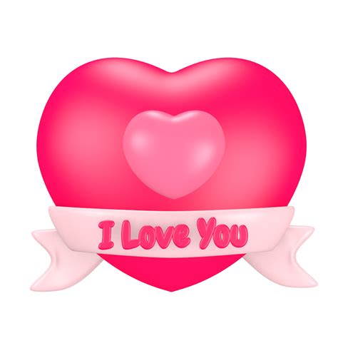 3d cute pink valentine's day icon heart i love you 16618230 PNG