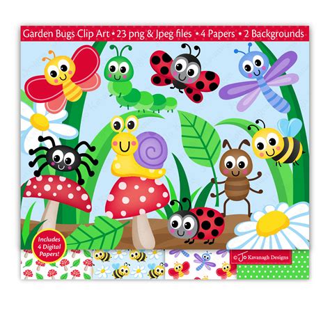 Drawing & Illustration Digital Garden Bugs Clipart Bug Caterpillar ...