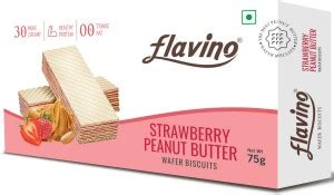 FLAVINO Strawberry Peanut Butter Healthy Wafer Biscuits 75g X 5 Pack ...