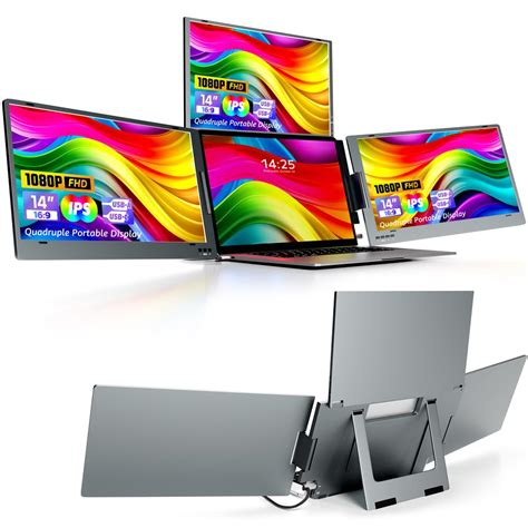 Millennium TECHNOLOGY 14.0" Quad Screen Portable Foldable Monitor with ...